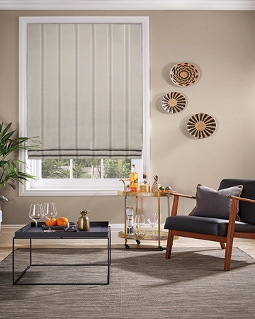 Broderie Stripe Mink Roman Blinds