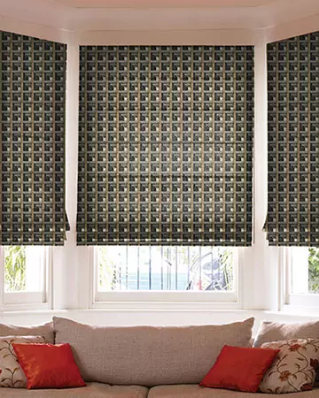 Clarke & Clarke Oni Charcoal/Cinnamon Roman Blinds