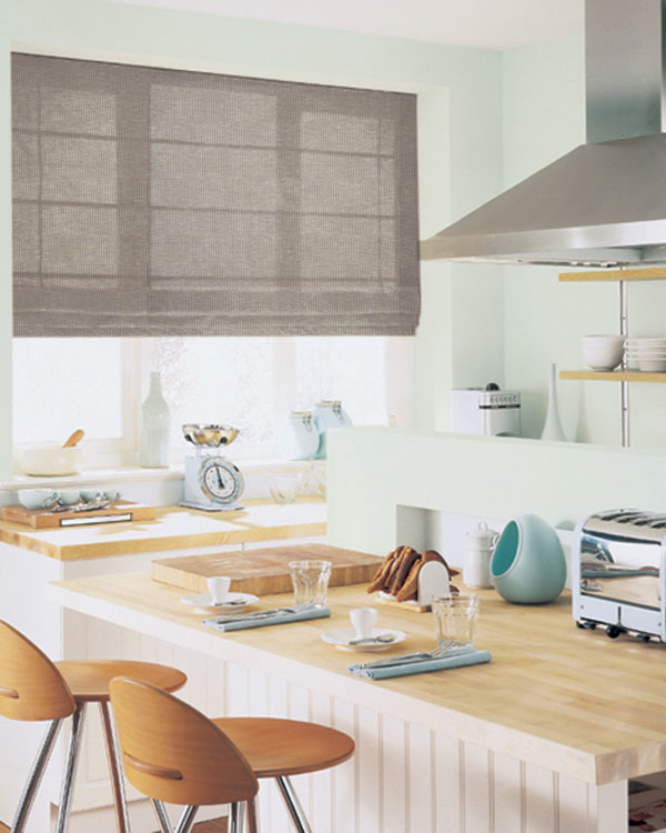 Voile Optik Faux Uni Rectangle Gris Roman Blinds