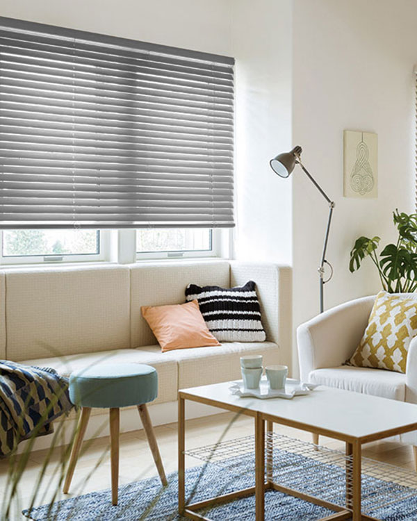 Light Grey Wooden Blinds UK